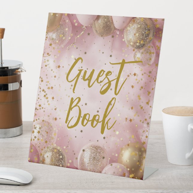 Signe De Table Modern sweet 16 pink gold balloons (In SItu)