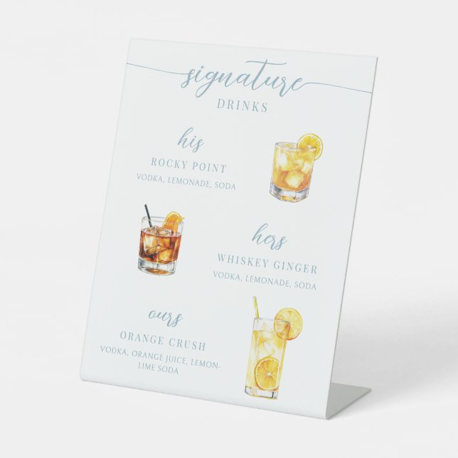 Signe De Table Modern Wedding His Hers Signature Drinks Sign (Recto)