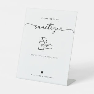 Signe De Table Moderne Calligraphie Script Mariage Sanitizer à ma