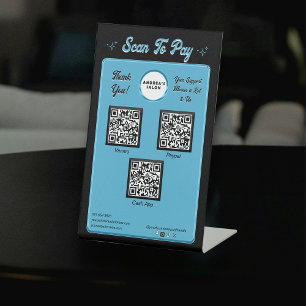 Signe De Table Moderne Chic Black Blue Scan pour payer les codes 