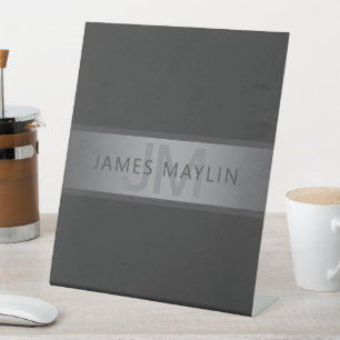 Signe De Table Moderne dégradé gris foncé Nom ou nom de l'entrepr
