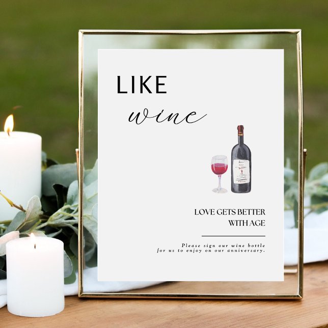 Signe De Table Moderne Élégant Comme L'Amour Du Vin S'Améliore Av (Créateur téléchargé)