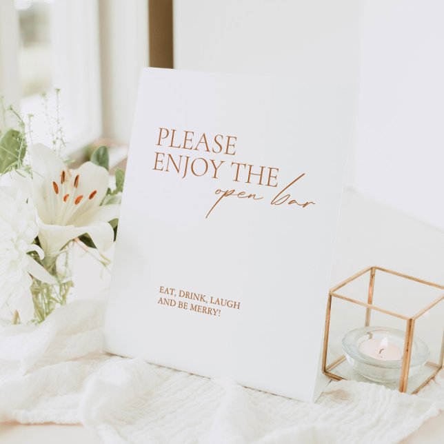 Signe De Table Moderne Élégante calligraphie Blanc Open Bar (Créateur téléchargé)