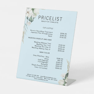 Signe De Table Moderne, élégante fleurs blanches, liste de prix