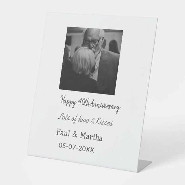 Signe De Table Moderne heureux 40e anniversaire ajouter nom date  (Recto)