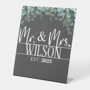 Signe De Table Moderne M & Mme Eucalyptus Etabli Mariage