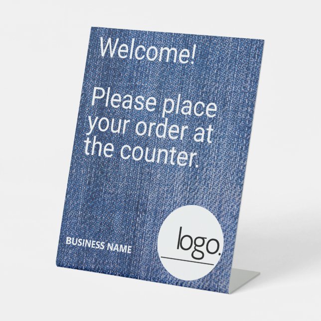 SIGNE DE TABLE MODERNE MODERNE DENIM BLEU PROPRE LOGO MARQUE D'AF (Recto)