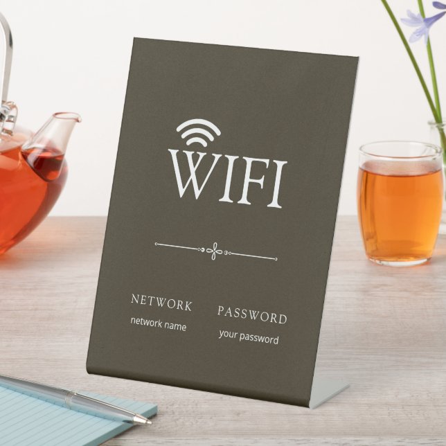 Signe De Table Moderne Mot de Passe de Réseau WiFi Simple Marron (In SItu)