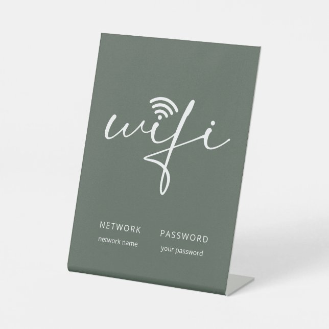 Signe De Table Moderne Mot de Passe de Réseau WiFi Simple Vert (Recto)