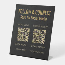 Moderne Or Noir Dual QR Réseaux Sociaux & Avis