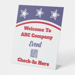 Signe De Table Moderne Rouge Blanc Bleu QR Code Entreprise