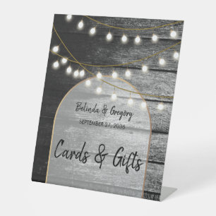 Signe De Table Moderne Rustique Bois Lumières Cartes de Mariage &