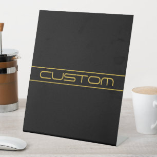 Signe De Table Moderne Texte Doré Editable & Rayures