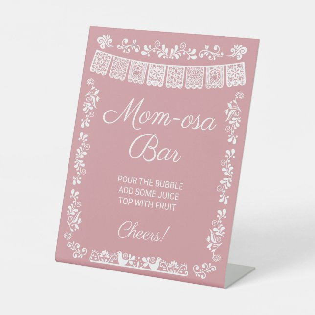 Signe De Table Mom-osa Bar Blush Pink Baby Shower (Recto)