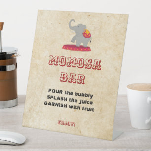 Signe De Table Momosa Bar Circus Vintage Elephant Act Baby shower