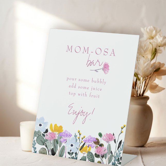 Signe De Table Momosa Bar Fleur sauvage pelouse Baby shower blanc (Momose Bar sign from my Wildflower Lawn Baby Shower Collection)