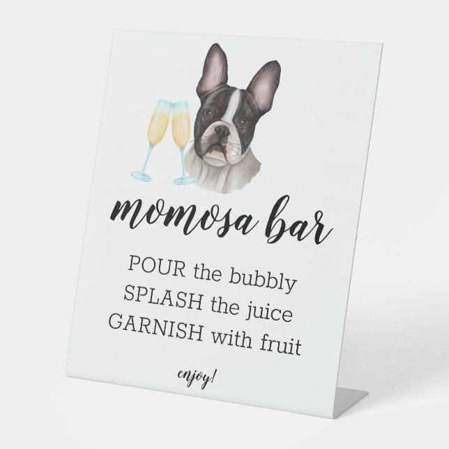 Signe De Table Momosa Bar French Bulldog Aquarelle Baby shower (Recto)