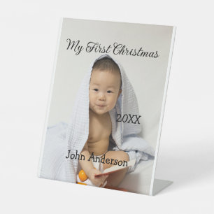 Signe De Table Mon premier Noël ajoute nom de bébé date année pho