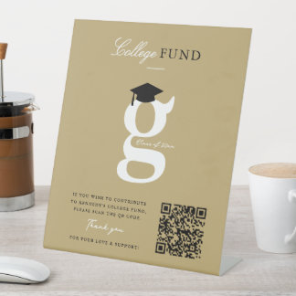 Signe De Table Monogramme Classique Or 'G' Fonds Universitaire po