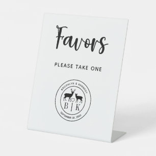Signe De Table Monogramme de cerfs Faveurs de mariage rustique pr