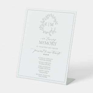 Signe De Table Monogramme De Cimier Vert Sage En Mémoire Amoureus