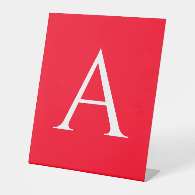 Signe De Table Monogramme de lettre initiale rouge blanc simple (Recto)