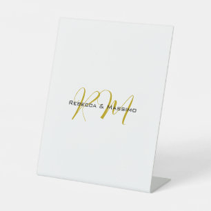 Signe De Table Monogramme de nom moderne de couleur or unique exc