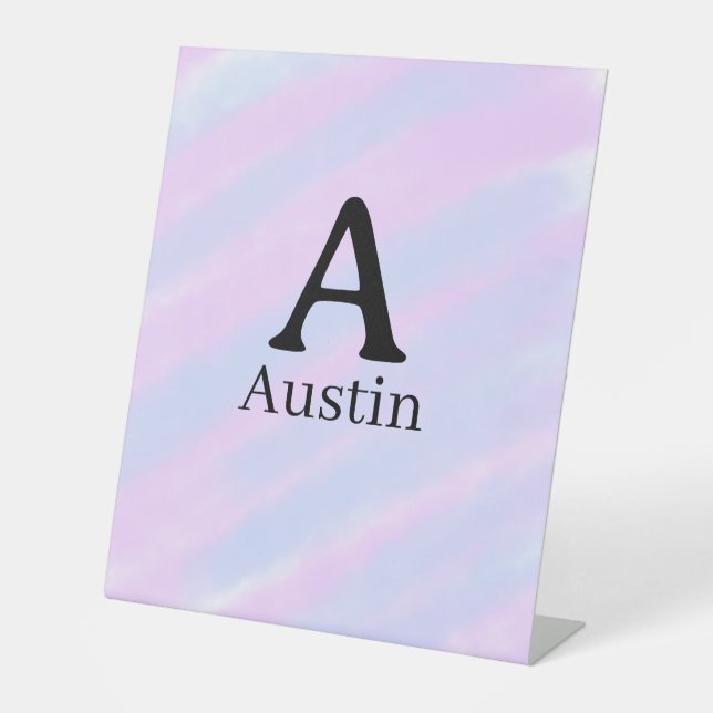 Signe De Table Monogramme majuscule masculine ajouter un nom past (Recto)