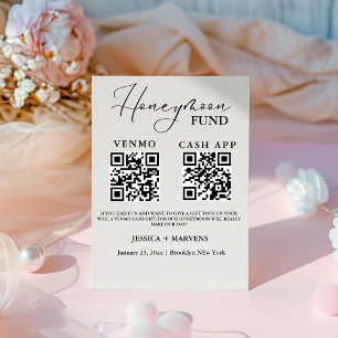 Signe De Table Monogramme moderne mariage de lune de miel code QR