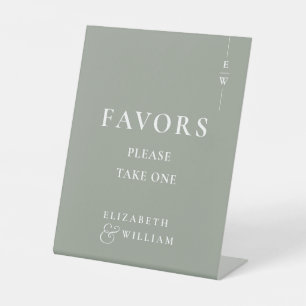 Signe De Table Monogramme moderne Sage Green Faveurs Mariage