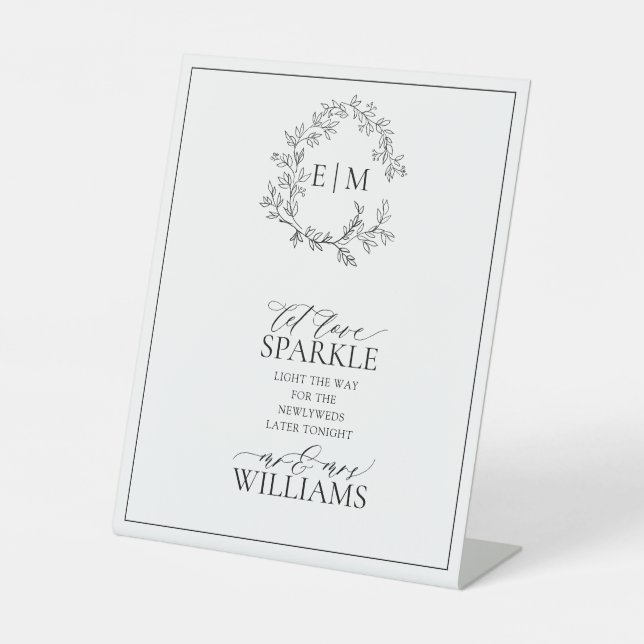 Signe De Table Monogramme noir blanc en poitrine laisse l'amour é (Recto)