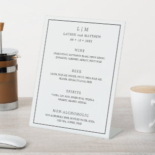 Signe De Table Monogramme noir et blanc simple Mariage élégant