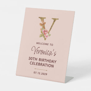 Signe De Table Monogramme Or Lettre V Dorée Sign Roses Roses Blus