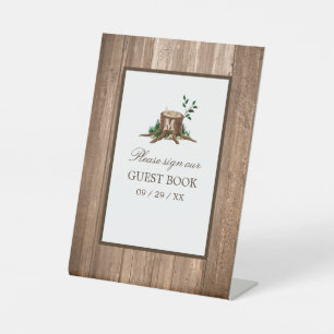 Signe De Table Monogramme rustique du pays Arbre et Mariage de bo