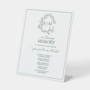 Signe De Table Monogramme vert émeraude en mémoire aimante