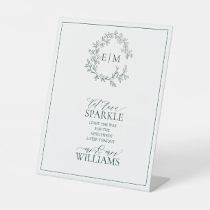 Signe De Table Monogramme vert émeraude Laisser l'amour étinceler