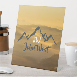 Signe De Table Monographie de montagnes personnalisables Gold sun