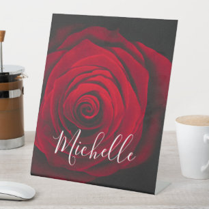 Signe De Table Monographie personnalisée rose rouge photo vintage