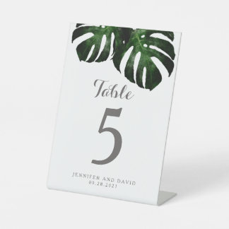 Signe De Table Monstera Leaf Mariage Numéro de table Signal piéde