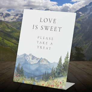 Signe De Table Montagne Aquarelle Moderne L'Amour Est Un Douceur