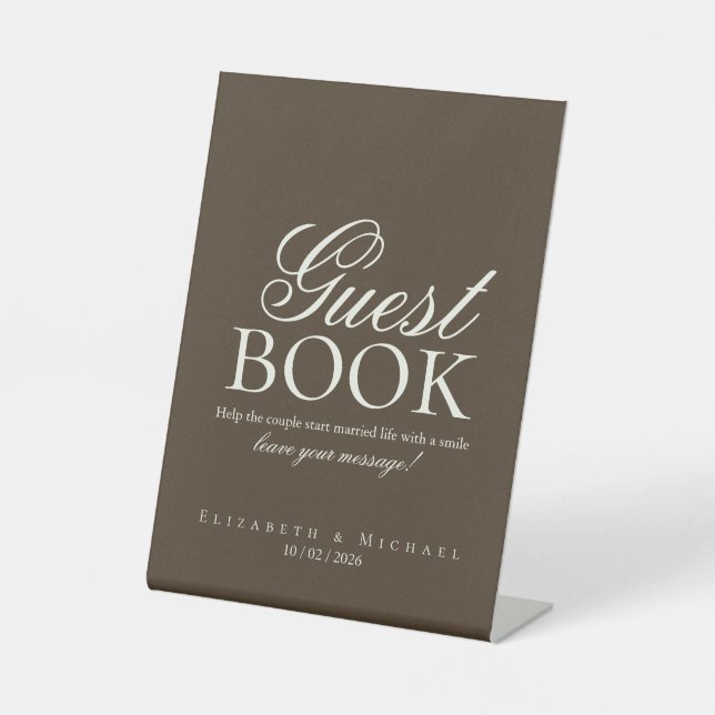 Signe De Table Moody Coffee Wedding Guest Book Tabletop sign (Recto)