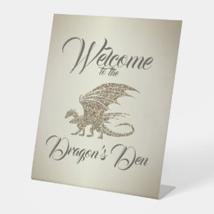 Signe De Table Mosaïque Extraordinaire Dragon Golden Welcome