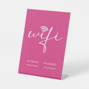Signe De Table Mot de passe de réseau de script WiFi moderne rose