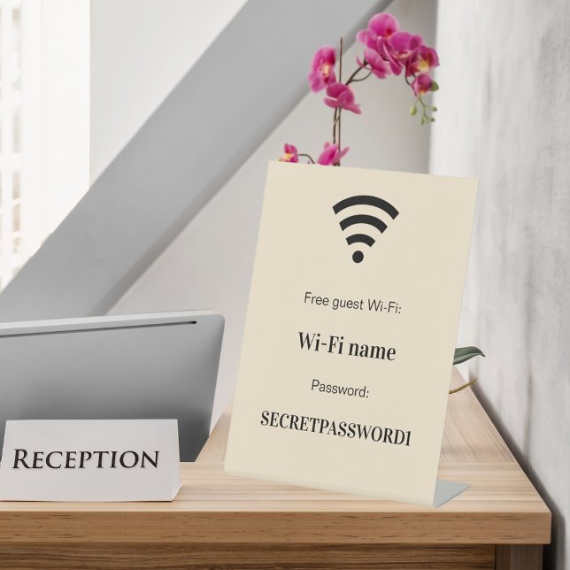 Signe De Table Mot de passe du réseau wifi client beige crème (Créateur téléchargé)