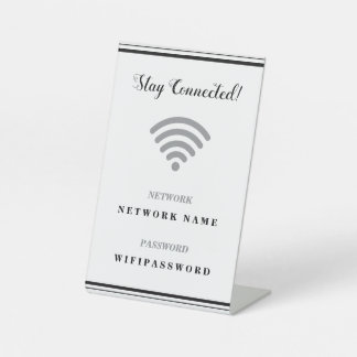 Signe De Table Mot de passe et réseau Wifi minimaliste personnali