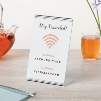 Signe De Table Mot de passe et réseau WiFi minimaliste personnali