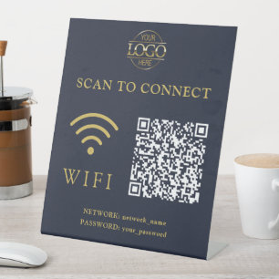Signe De Table Mot de passe et réseau Wifi modernes Code QR Log