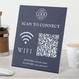 Signe De Table Mot de passe et réseau Wifi modernes Logo Code Q