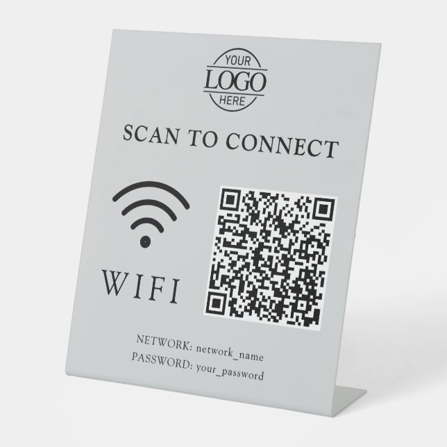Signe De Table Mot de passe et réseau Wifi modernes | Logo Code Q (Recto)