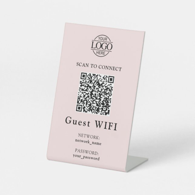 Signe De Table Mot de passe et réseau Wifi simple | Code QR d'ent (Recto)